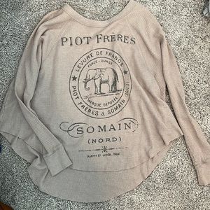 Free people grey brown long-sleeve waffle shirt